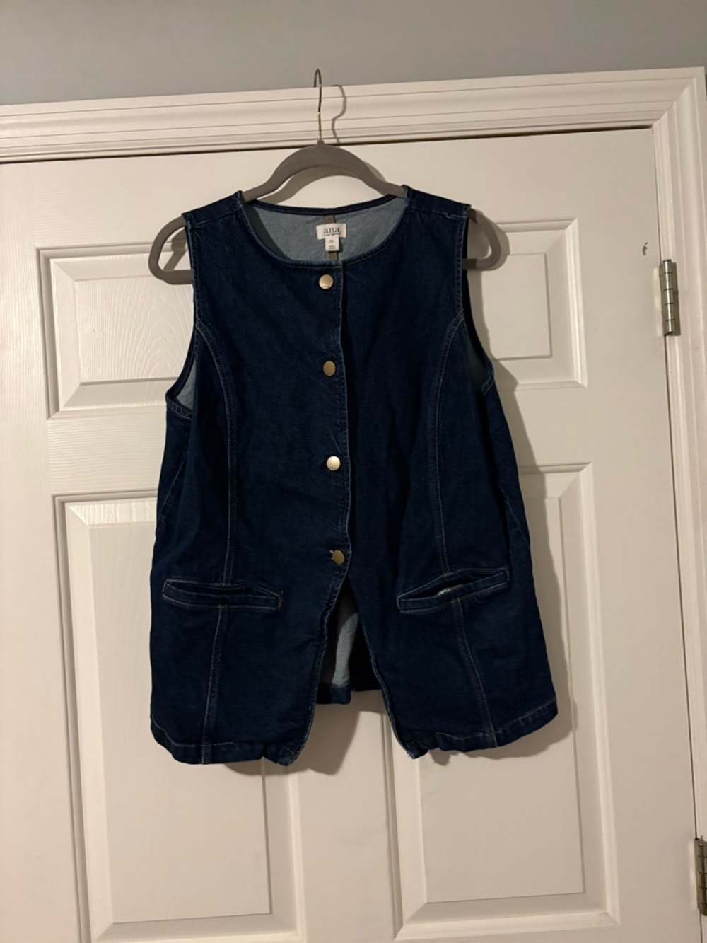 a.n.a Dark Blue Denim Snap-Front Vest - Picture 2 of 4